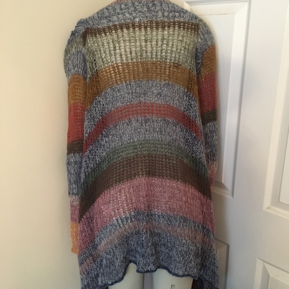 Knitted & Knotted striped cardigan multi color with Lurex Large - Picture 6 of 8